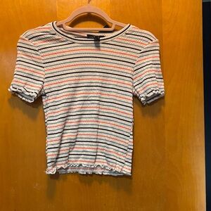 Forever 21 Striped Long Sleeve Top - Cream and Black